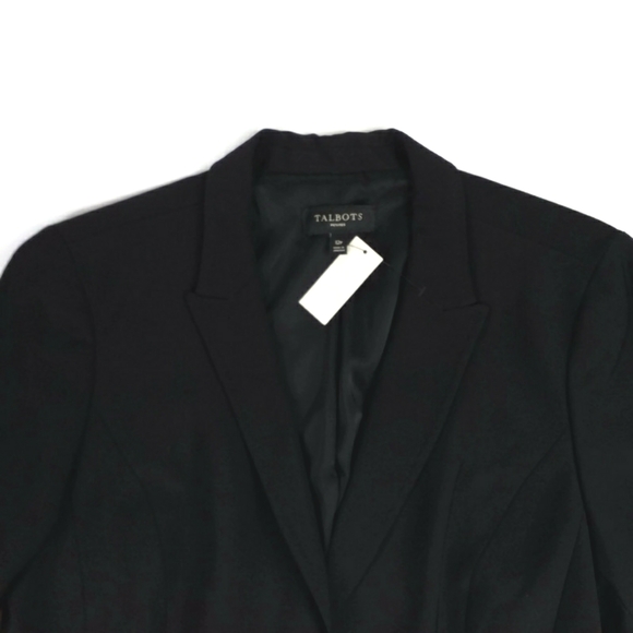 Talbots Black Wool Blend Long Sleeve Two Button Blazer Jacket Womens 12P NWT - Picture 4 of 15